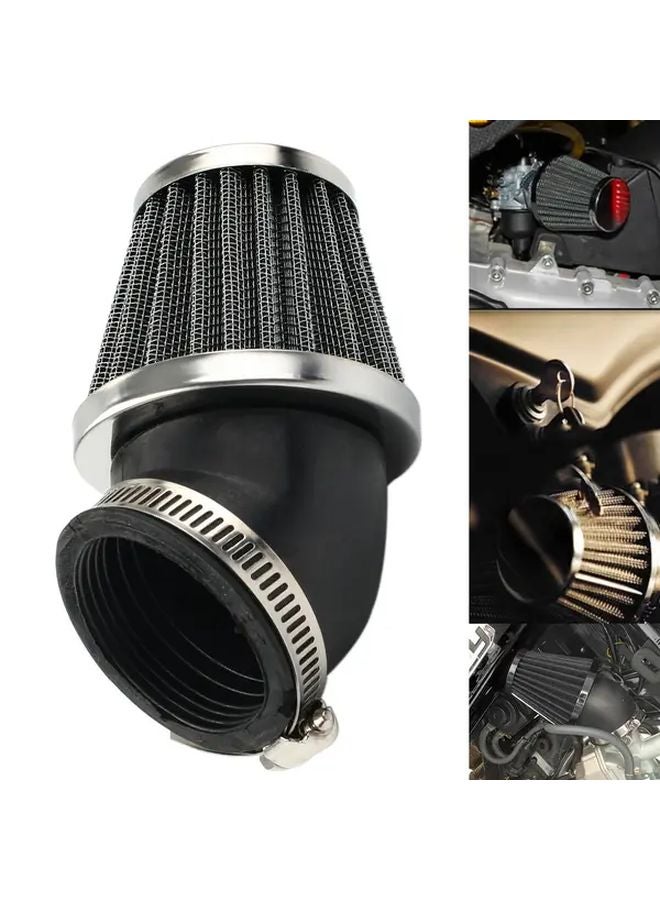 45 Degree Bend Oval Motorcycle Air Filter 42mm Stainless Steel Mesh Enhanced Airflow - Image 1